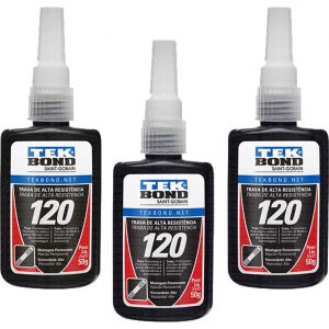 Kit Com 3 Unidades de Trava de Parafusos de Alta Resistência 120 50g | Tekbond