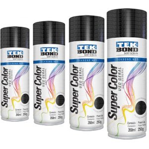 Kit com 6 Unidades Supercolor Uso Geral 350ml Preto Brilhante | Tekbond