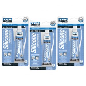 Kit de Silicone Acético de Alta Performance Transparente 3 Unidades | Tekbond