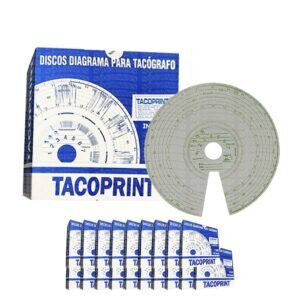 Kit com 20 Caixas de Discos Diagrama Para Tacógrafo 125km/h 1.400 Dias | TACOPRINT