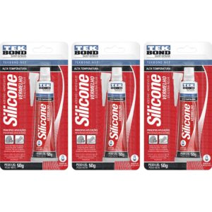 Silicone Acético Alta Temperatura 3 Unidades 50g Vermelho | Tekbond