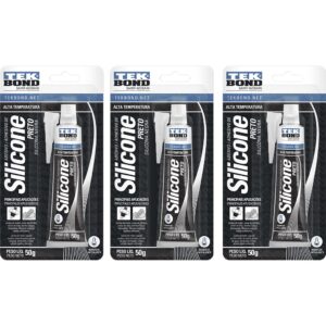 Silicone Acético Alta Temperatura 3 Unidades 50g Preto | Tekbond