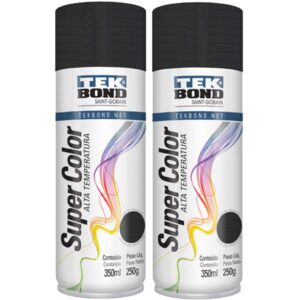 Supercolor Alta Temperatura 2 Unidades 350ml Preto Fosco | Tekbond