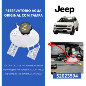 Reservatório de Água do Radiador Com Tampa para Jeep Compass - Renegade 