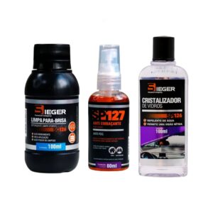 Kit Anti-Embaçante 60ml Limpa Para-Brisa 100ml Cristalizador de Vidros 100ml